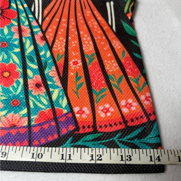 New Light Weight Colorful Floral Skeleton - Dios de Los Muertos Tote Bag - Picture 5 of 7